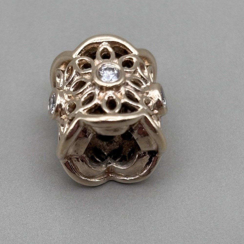 Pandora Golden Radiance Freesia 14K Gold Diamond Charm Retired - Picture 5 of 8